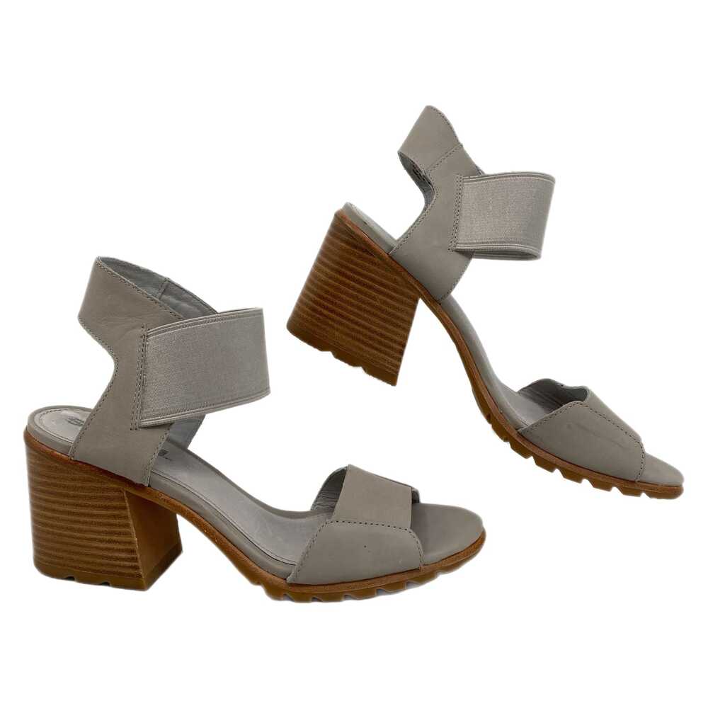Sorel Gray Leather Heeled Sandals | Size 10 for Stylish Comfort